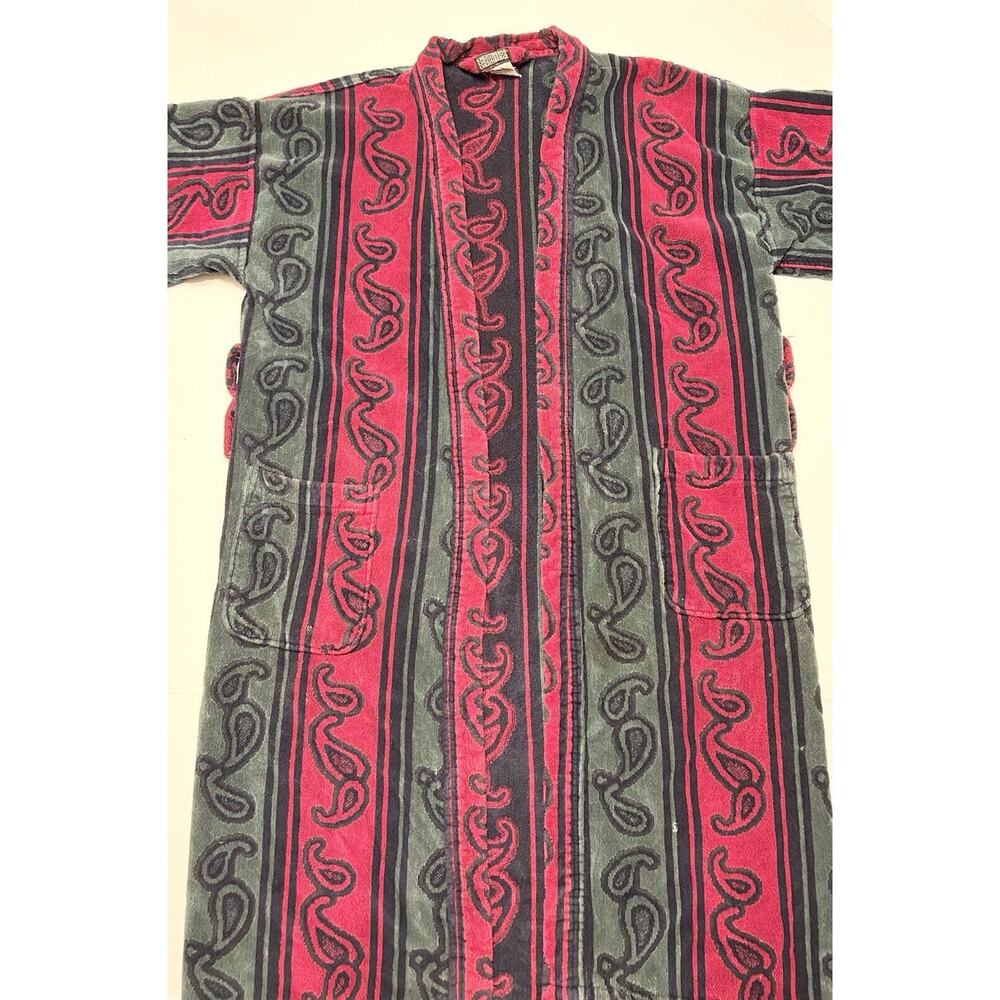 Vintage Knightsbridge Paisley Terry Bath Robe Mens One Size Missing Belt RARE
